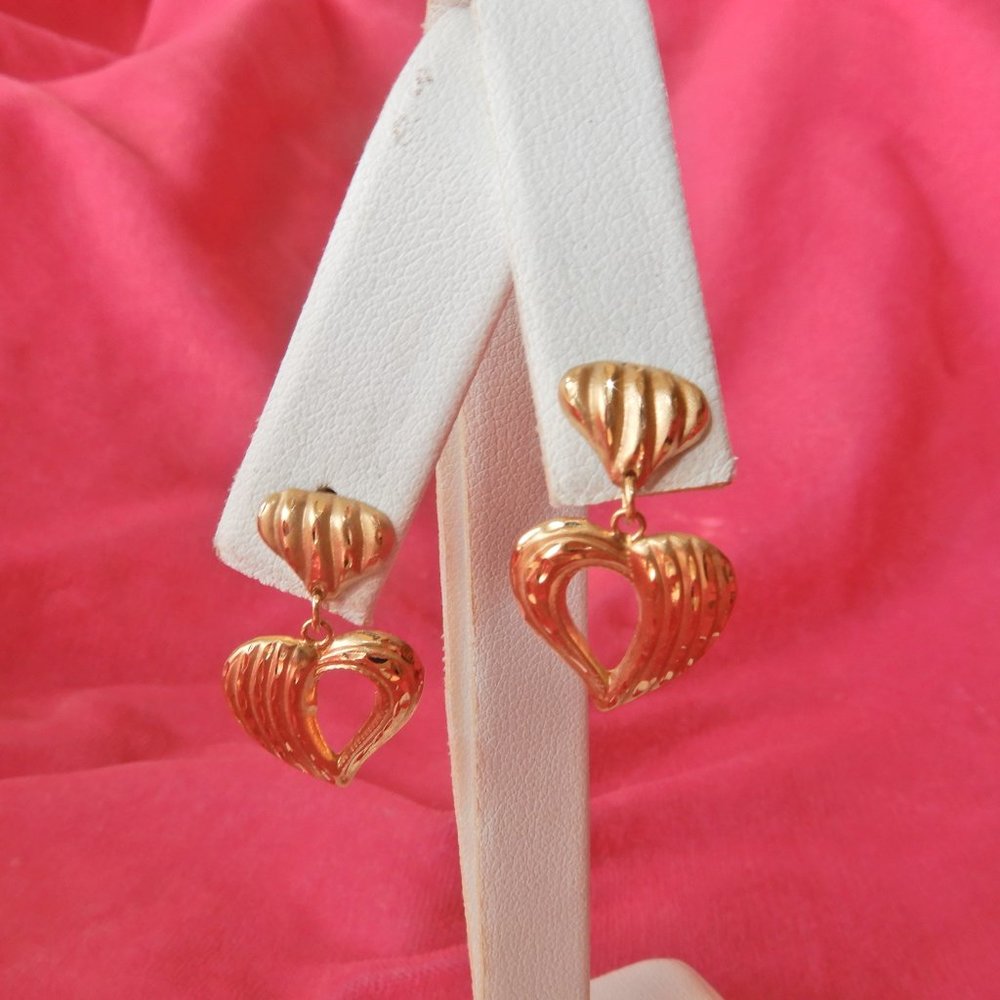 1970's 10K Gold CID CLYDE DUNEIER HEARTS EARRING - Picture 2 of 12
